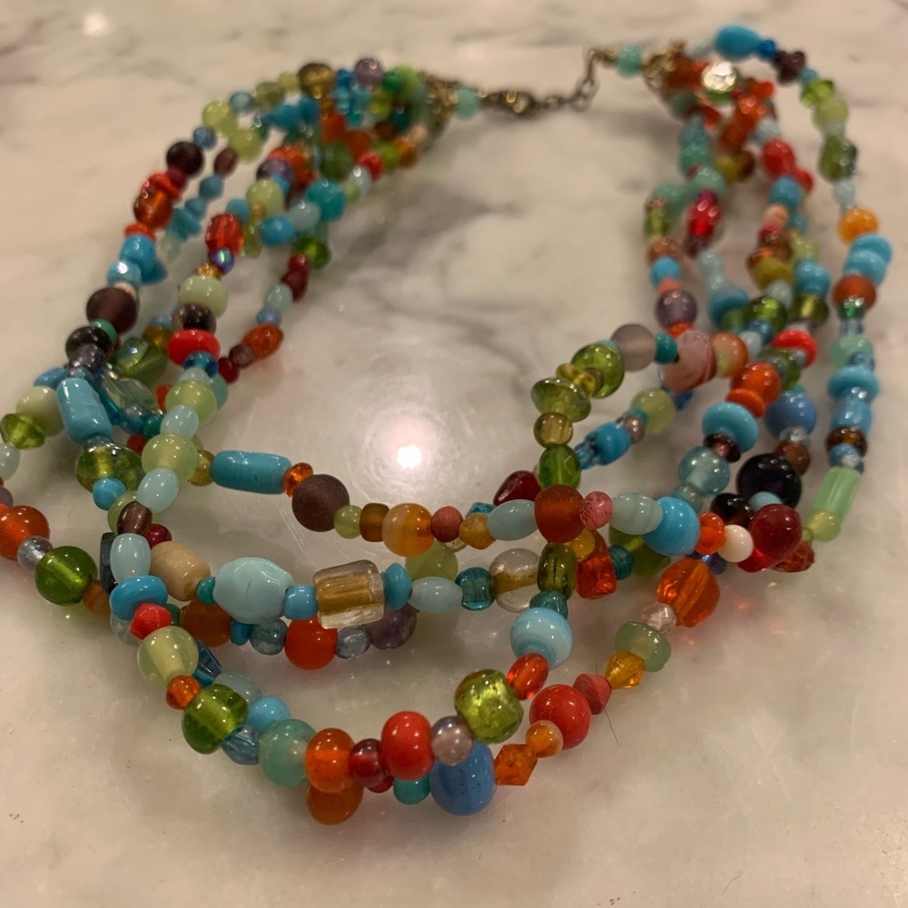 Vintage Layered Colorful Gemstone Necklace